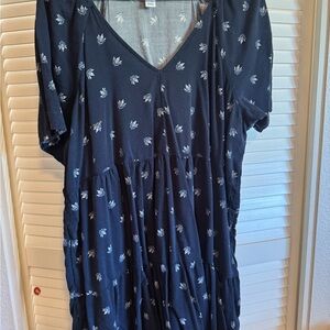 Old Navy Dark Blue Dress with White Floral Pattern